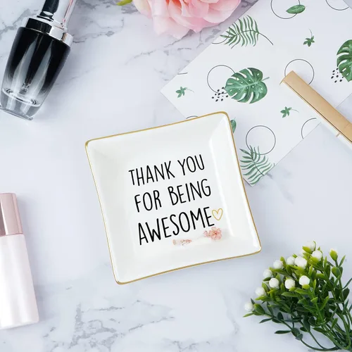 Miniatura 3 de Homlouue Regalos de agradecimiento para mujeres, plato de anillo de agradecimiento inspirador para empleados, compañeros de trabajo, amigos