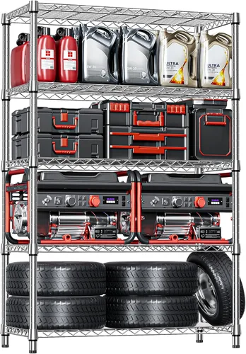 Miniatura 17 de IZEUK Estantes de Almacenamiento Conectados, Unidad de Estantería Metálica Ajustable DIY de Servicio Pesado para Esquina, Ideal para Cocina, Garaje