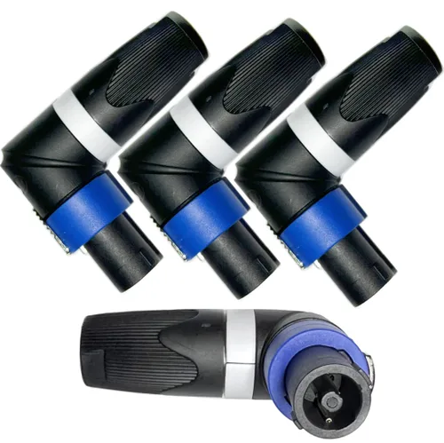 Miniatura 6 de CESS Conectores adaptador de cable Speakon en ángulo recto de codo, 4 polos en forma de L de alta carga para altavoz, bloqueo giratorio compatible