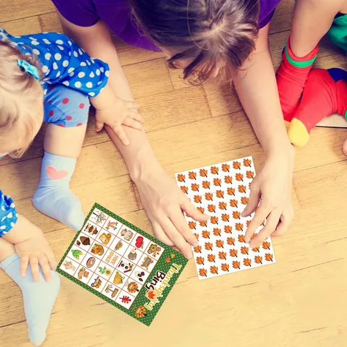 Miniatura 7 de Fancy Land Juego de bingo de Acción de Gracias para niños, 24 jugadores, 8 diseños, multicolor para actividades escolares, fiestas, suministros