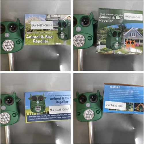 Miniatura 8 de Repelente solar ultrasónico de animales para exteriores, repelente de ciervos con detección de movimiento, luces intermitentes, repelente de gatos