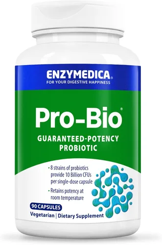 Enzymedica, Pro-Bio, probiótico estable para una digestión saludable, 10 mil millones de UFC, 90 cápsulas