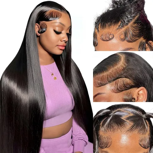 Miniatura 14 de Hermosa - Pelucas de cabello humano con encaje frontal HD de 13 x 4 pulgadas, prearrancadas con cabello de bebé, densidad 180, transparente, 9A
