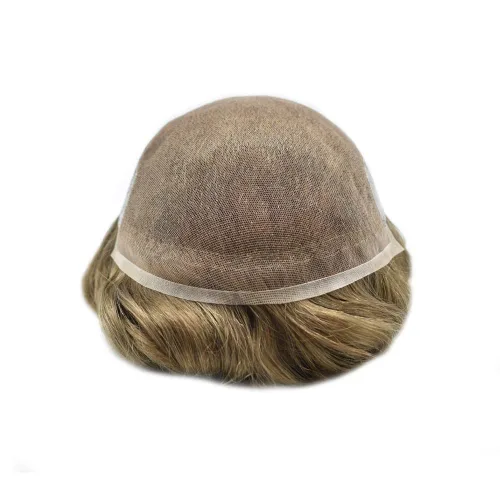 Miniatura 8 de Sistema de repuesto de cabello humano europeo con encaje frontal suizo para hombre, tupé para hombre, pieza de cabello, nudo blanqueado, línea #17