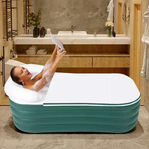 Miniatura 2 de Bañera inflable, bañera inflable plegable de 60 pulgadas para adultos, bañera portátil inflable con bomba de aire eléctrica para remojar la bañera