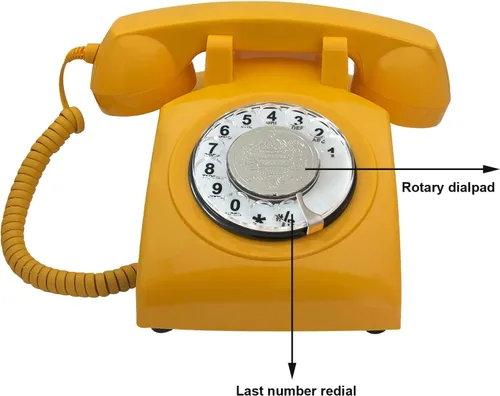 Miniatura 2 de Teléfono antiguo, teléfono fijo de esfera giratoria retro para oficina en casa, hotel, teléfono vintage básico de una sola línea de los años 80