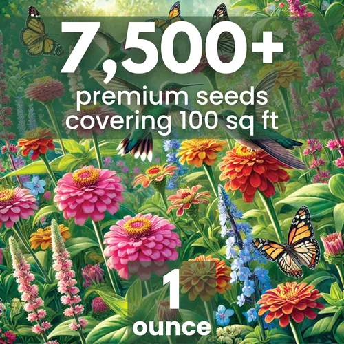 Miniatura 2 de Mezcla de mariposas y colibríes - Paquete grande de 1 onza - 7,500 semillas de flores para plantar - Mezcla de flores silvestres