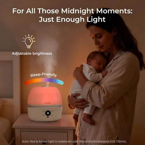 Miniatura 4 de BOXING - Humidificadores de llenado superior para dormitorio para bebé con control remoto fácil, humidificador de aire de niebla fría de 20dB Luz