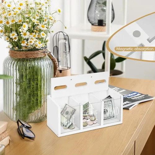 Miniatura 7 de Alcancía de madera para niños, caja de ahorro de dinero para adultos, bancos de niños para billetes y monedas, alcancía para niños y niñas, caja