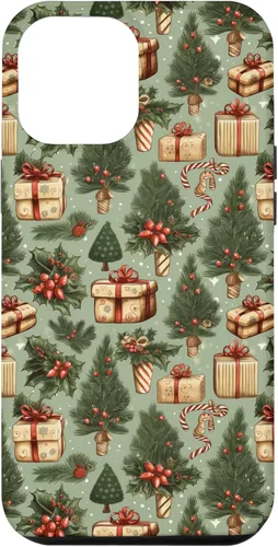 Miniatura 26 de Vintage Christmas Theme Holiday Trees, Presents, Teal, Bows Case for iPhone 17