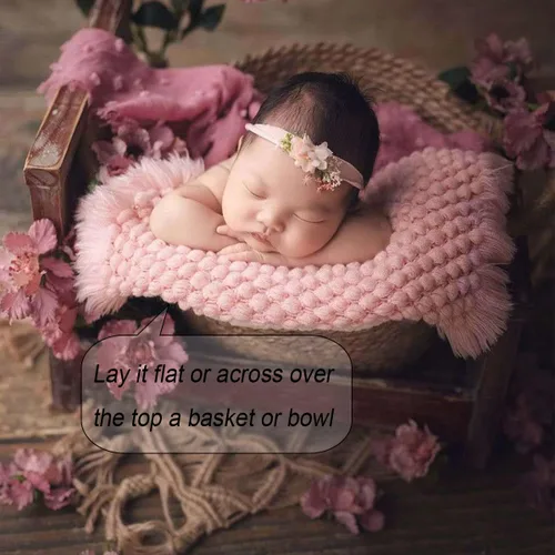 Miniatura 40 de Zeroest Accesorios para fotografía de bebé, canasta trenzada de lana de oveja para recién nacidos, relleno de canasta para sesión de fotos