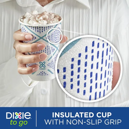 Miniatura 5 de Dixie To Go - Tazas de café de papel, 12 onzas, 132 unidades (6 paquetes de 22 tazas), vasos de papel aislantes desechables para bebidas calientes