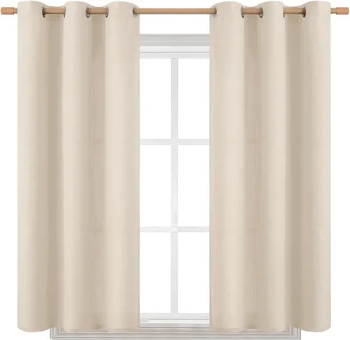 Miniatura 119 de BGment Cortinas de Lino Beige de 63 Pulgadas de Largo 2 Paneles - Tratamientos para Ventanas con Textura de Arpillera Filtrantes de Luz Cortinas