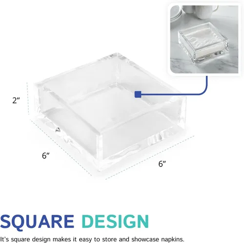 Miniatura 4 de Huang Acrylic Servilletero de papel cuadrado transparente Para cócteles, hosting, picnic, bodas, fiestas Construcción acrílica de alta calidad
