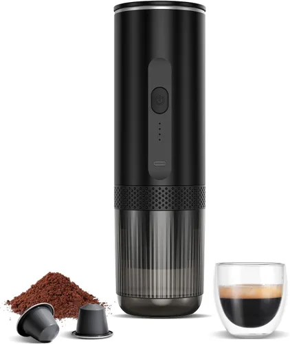 Máquina de café espresso portátil, máquina de café espresso eléctrica para viajes, campamento, mini cafetera USB-C recargable para cápsulas NS y