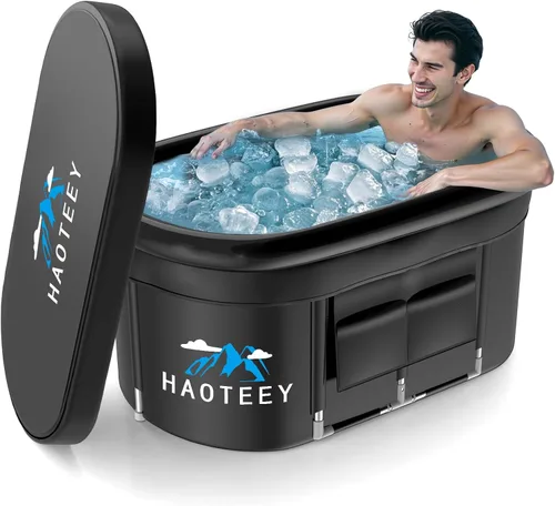 Bañera de hielo ovalada grande de 129 galones con anillo de aire, bañera de inmersión fría para terapia de agua fría, ejercicio de recuperación,