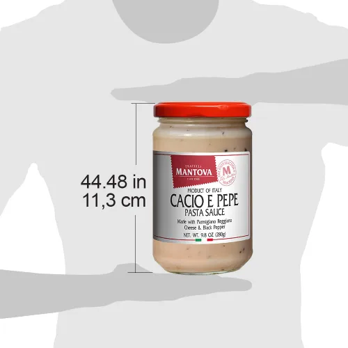 Miniatura 4 de Mantova Cacio e Pepe - Salsa para pasta, 9.8 onzas (paquete de 2), producto de Italia, 100% italiano, ingredientes totalmente naturales, parmigiano