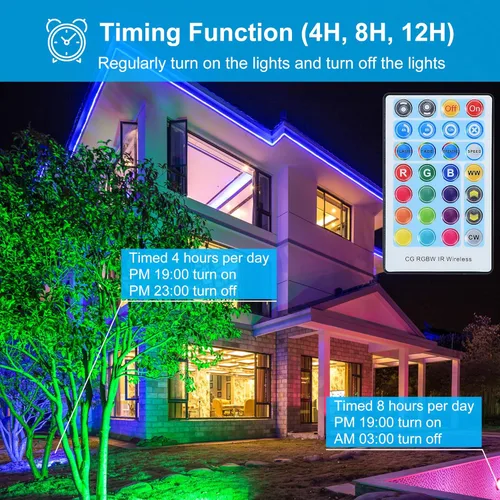 Miniatura 4 de Paquete de 2 bombillas de inundación PAR38 para exteriores de 30 W, LED que cambia de color a prueba de agua, equivalente a 100 W, temporizador