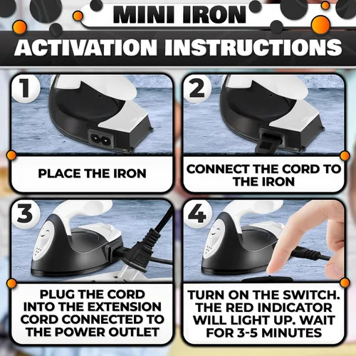 Miniatura 3 de Mini plancha para manualidades – Mini plancha de manualidades negra para parches, costura y acolchado con placa térmica de cerámica y cable largo