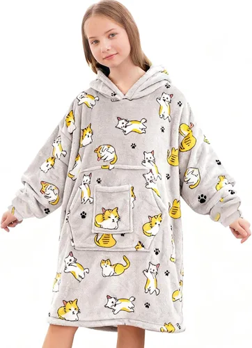 Miniatura 21 de FUSSEDA - Sudadera con manta portátil de gran tamaño, forro polar cálido y grueso con capucha sherpa acogedora con bolsillos y mangas. Regalo