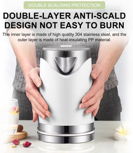 Miniatura 4 de WOOLALA Hervidor de agua eléctrico de 2.0 L, caldera y calentador de agua de gran volumen, calentador de agua caliente de acero inoxidable