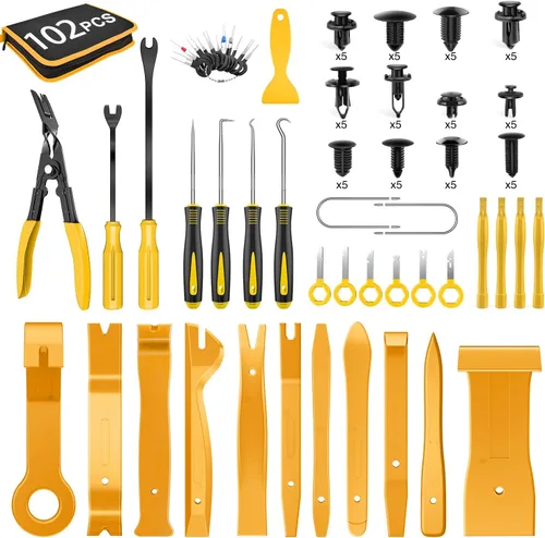 Miniatura 12 de GOOACC 102 piezas de herramienta de extracción de molduras, juego de clips de retención de parachoques automático de nylon, herramienta