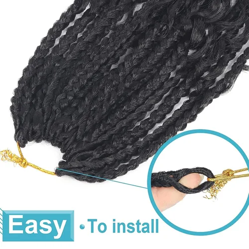 Miniatura 5 de Trenzas de caja Goddess de Crochet con puntas rizadas, pelo de Crochet Bohomian, 8 pulgadas, trenzas de ganchillo sintéticas, 1 paquete, 3X
