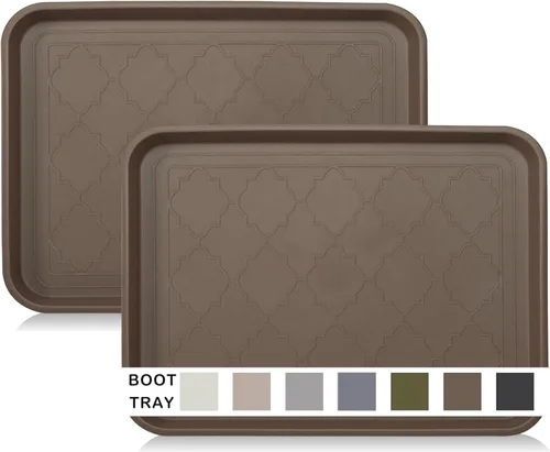 Miniatura 13 de Bandeja de botas para entrada en interiores, bandeja resistente para zapatos, 2 paquetes, 16.7 x 12.8 pulgadas, bandejas impermeables para zapatos