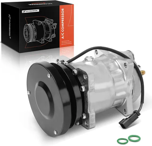 A-Premium Compresor de A/C con embrague compatible con retroexcavadora, Challenger, cargador tipo pista, tractor tipo rueda