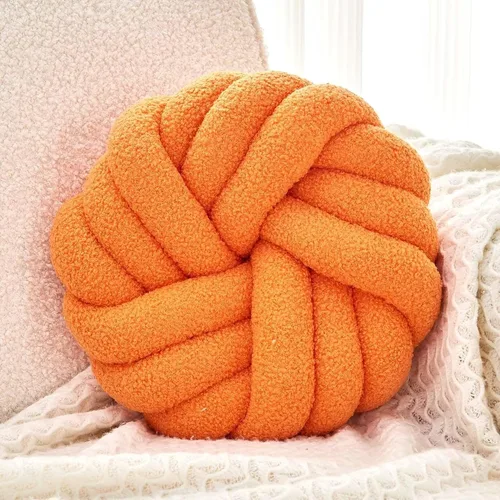 Miniatura 8 de Uvvyui Almohadas de Nudo, Almohadas Decorativas de 14 Pulgadas, Almohadas Redondas, Cojín Suave Hecho a Mano, Almohada de Bola Anudada, Cojín