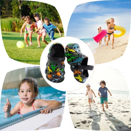 Miniatura 2 de Zuecos para niños, niños y niñas, dinosaurio, antideslizantes, para jardín, playa y piscina, sandalias tipo zuecos, chancletas de dibujos animados