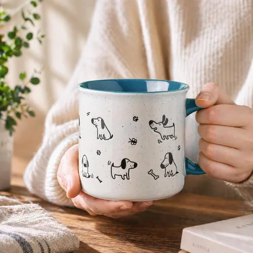 Miniatura 2 de AmorArc Juego de 2 tazas de café de cerámica grandes de 22 onzas, tazas de gran tamaño con mango grande para hombres, mujeres, papá, mamá, taza Azul