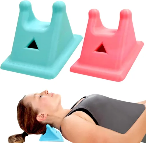 Juego de 2 masajeadores de cuello y estirador, dispositivo de tracción cervical para liberación de tensión de hombro, relajante muscular de punto de