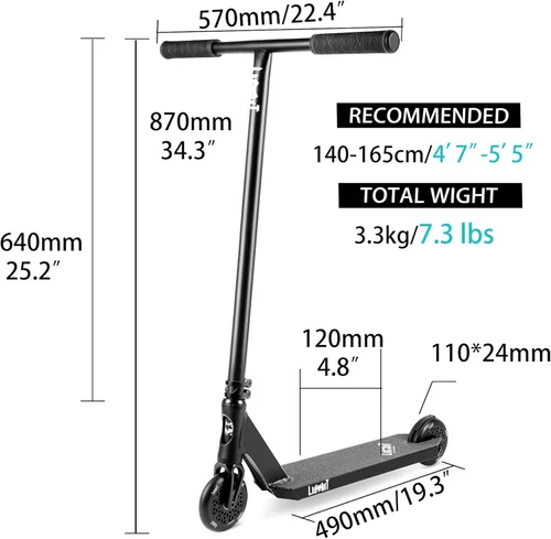 Miniatura 2 de Trick Scooter Intermedio y Be Ginner Stunt Scooter adecuado para niños, adolescentes y adultos de 8 años en adelante Negro