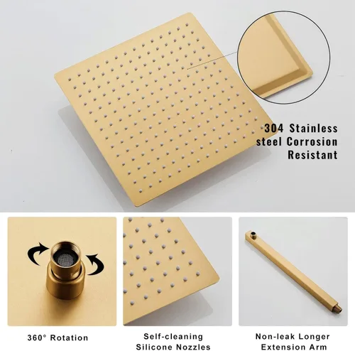Miniatura 3 de SaniteModar Cabezal de Ducha, Sistema de Ducha de Baño de 10 Pulgadas, Cabezal de Ducha Cuadrado de Lluvia Multifunción, Kit de Ajuste de Cabezal