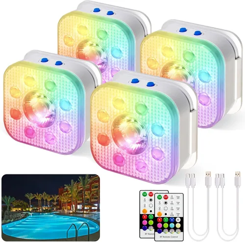 Miniatura 11 de HL Luces de piscina con control remoto, luz LED sumergible con foco, luz flotante recargable RGB, lámpara subacuática impermeable para piscina sobre