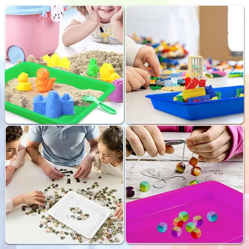 Miniatura 5 de Bercoor Paquete de 12 bandejas de plástico para arte, bandeja organizadora de actividades para niños, escuela, aula, proyectos de bricolaje, 6