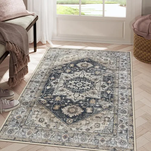 Miniatura 47 de Collive Tapete lavable para puerta de interior, antideslizante, alfombra de entrada retro de 20 x 32 pulgadas, tapete de entrada de absorción Multi