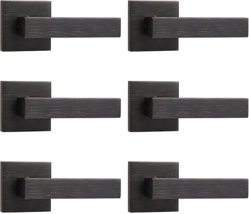 Miniatura 15 de Probrico - Manija de puerta falsa de 2 unidades, color bronce aceitado, para puertas francesas, palanca falsa cuadrada, manija de puerta de un solo