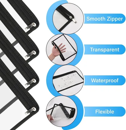 Miniatura 3 de 8 bolsas transparentes con cremallera, lápiz de PVC impermeable, bolígrafo, bolsa de archivos, almacenamiento de maquillaje, sobres, almacenamiento