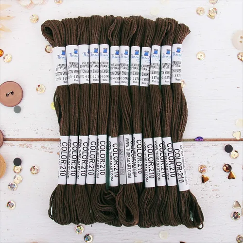 Miniatura 44 de 12 madejas ThreadArt Premium de hilo de bordar de algodón egipcio de fibra larga Gris antiguo 6 hilos divisibles de 8.75 yardas cada uno