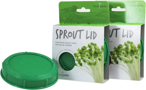 Handy Pantry Tapa de colador para tarro germinado, sin BPA, se adapta a tarros Mason de boca ancha, para brotes de cultivo y otros usos, paquete de 2