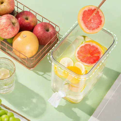 Miniatura 4 de LIFKOME 2 recipientes dispensadores de líquidos para fiestas, dispensador de bebidas, contenedor de agua con espita para refrigerador, jarra de agua