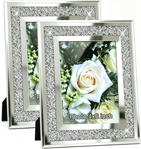 Miniatura 12 de ALLARTONLY Gran Marco de Fotos con Espejo 16x20 Pulgadas con Mate a 11x14 Pulgadas, Diamante Triturado Bling Purpurina para Decoración del Hogar, 2
