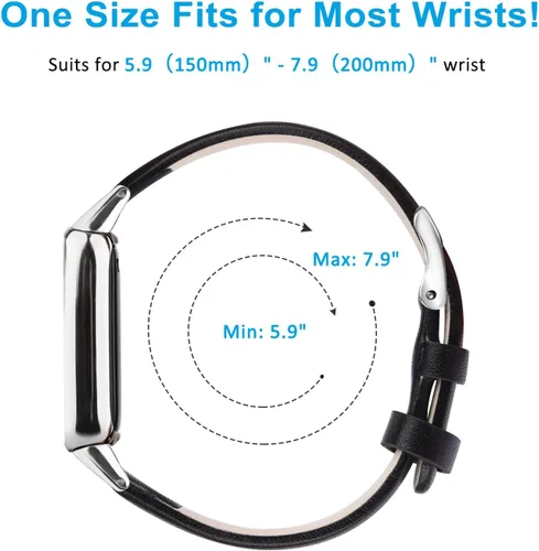 Miniatura 4 de Vancle Correa de cuero compatible con Fitbit Luxe, correa de cuero delgada ajustable para mujeres y hombres