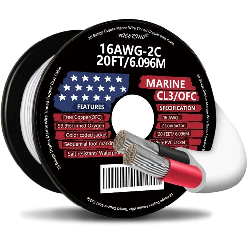 Miniatura 8 de Cable marino dúplex de calibre 12, cable de cobre estañado para barco, 20 pies, 12 AWG, estándar de EE. UU., OFC, alambre de cobre libre de oxígeno