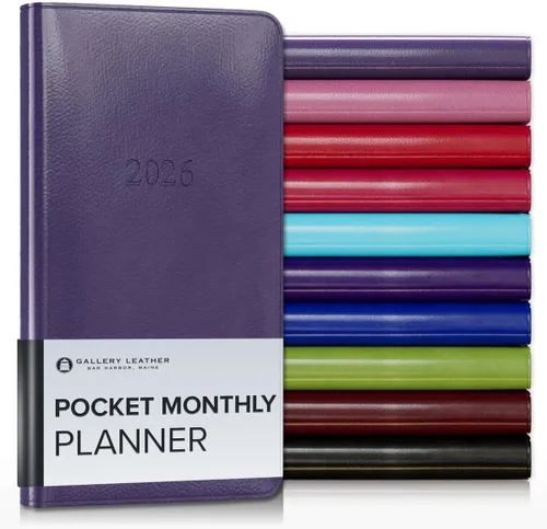 Miniatura 89 de Gallery Leather Agenda Mensual Grande 2025-2026, Elegantemente Encuadernada Planificador de Calendario y Cuaderno con Elegantes Bordes Dorados, 18