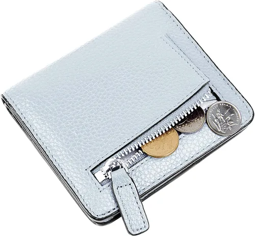 Miniatura 6 de BIG SALE-AINIMOER billetera de bolsillo pequeña con cremallera, plegable, compacta de cuero con bloqueo por identificación por radiofrecuencia