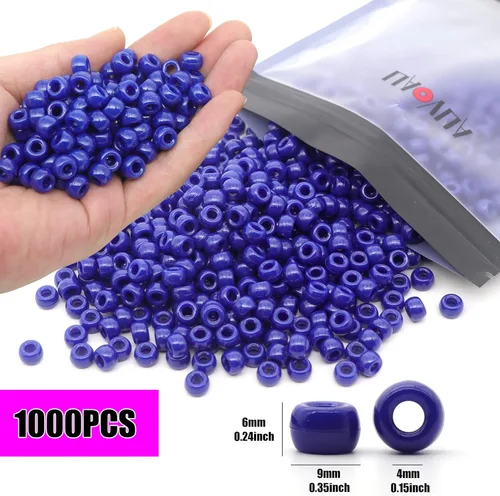 Miniatura 2 de 1000 piezas cuentas de pony para pulsera 9 mm bronce azul cuentas de plástico barril para collar, cuentas de pelo para trenzas, llavero, fabricación