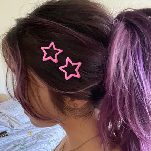 Miniatura 7 de 10 pinzas para el cabello con forma de estrella roja clara, pasadores para el cabello para niñas, pinzas pequeñas Y2K, antideslizantes, estrellas